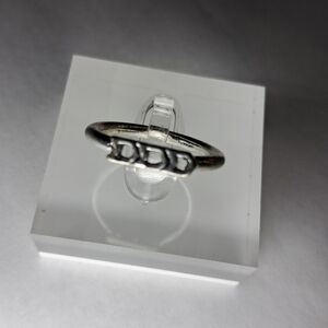 Narrow Band Open Geometric Chevron Silvertone Ring